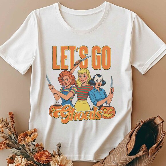 Funny Halloween Ghouls Graphic T-Shirt Spooky Season Horror Movie Tee Vintage - Picture 2 of 4